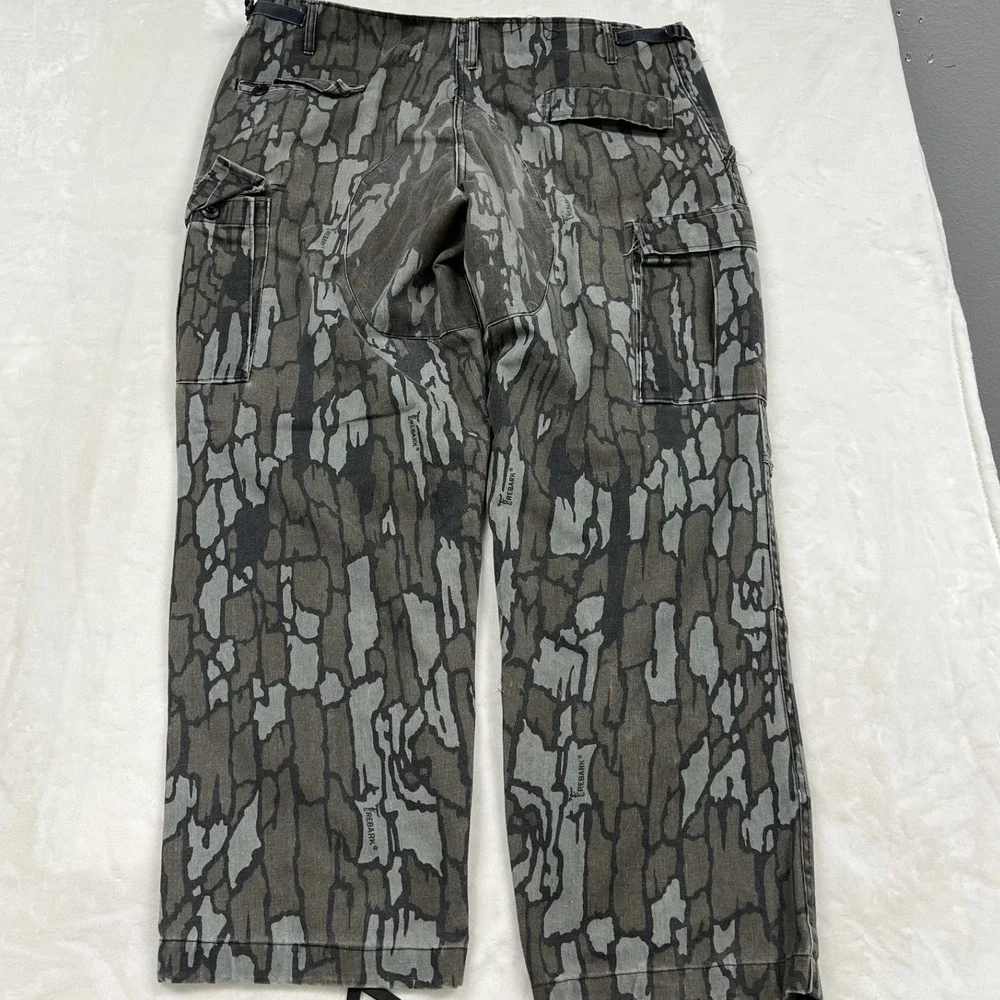 Trebark Cargo Pants Mens 40 Gray Camo Vintage Tree Bark Utility Trousers